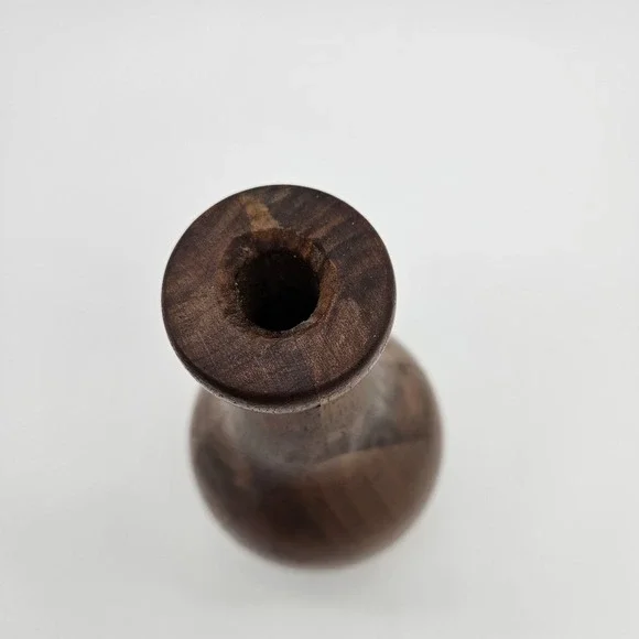 Hand Crafted Turned MCM Hardwood Vase Signed by Artist - Handcrafted Natural - Picture 11 of 14